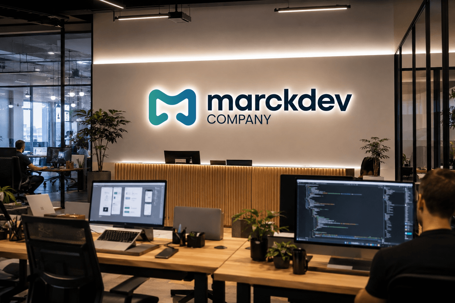 The MarckDev office with its development desks